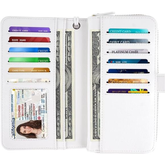 Wallets Multi Card Holder Clutch Marble White - Picture 2 of 7